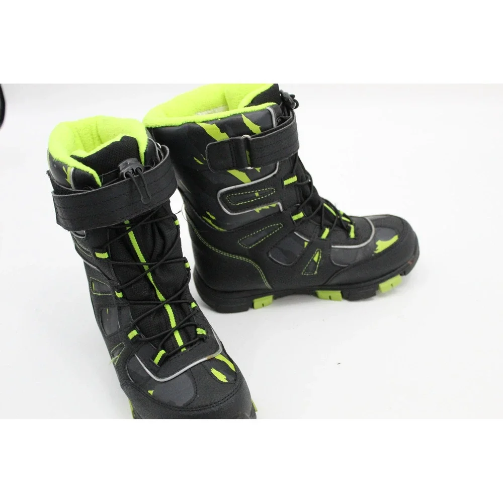 Quest Boys Menace Snow Boots Black Volt Green Size 4 QCWBB005-VLTCM Winter Gear